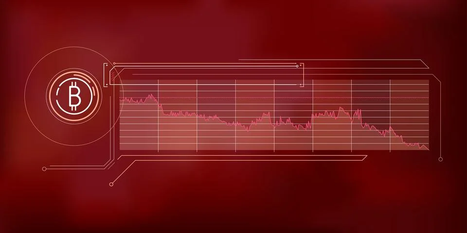 Abstract infographics about the fall of the bitcoin price. Stockillustratie