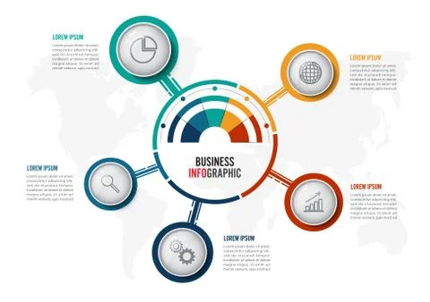 Abstract infographics five options template. Vector illustration. Can be used Stock Illustration