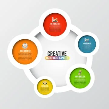 Abstract infographics five options template. Vector illustration. Can be used Stock Illustration