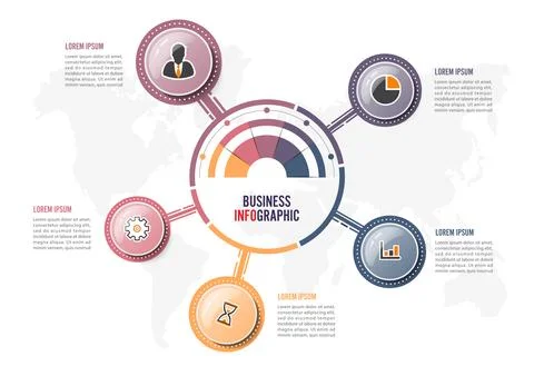 Abstract infographics five options template. Vector illustration. Can be us.. Stock Illustration