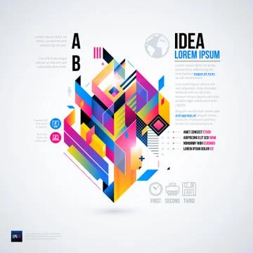 Abstract infographics layout with glossy geometric elements. Useful for prese Stock Illustration