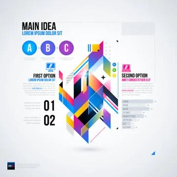 Abstract infographics layout with glossy geometric elements. Useful for prese Stock Illustration