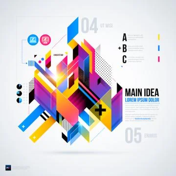 Abstract infographics layout with glossy geometric elements. Useful for prese Stock Illustration