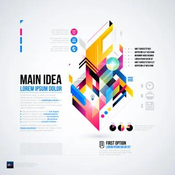 Abstract infographics layout with glossy geometric elements. Useful for prese Stock Illustration