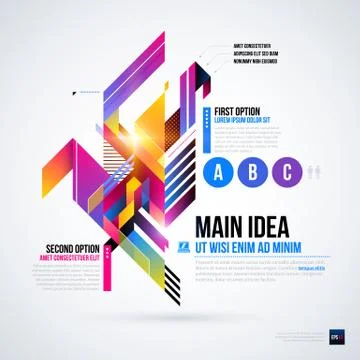 Abstract infographics layout with glossy geometric elements. Useful for prese 库存插图
