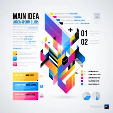 Abstract infographics layout with glossy geometric elements. Useful for prese Stock Illustration