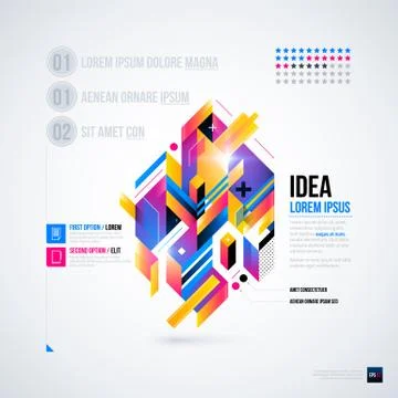 Abstract infographics layout with glossy geometric elements. Useful for prese 스톡 일러스트