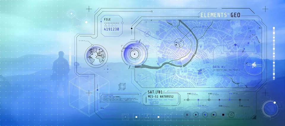 Abstract infographics with map about geolocation and travel. 3D render Stock Illustration