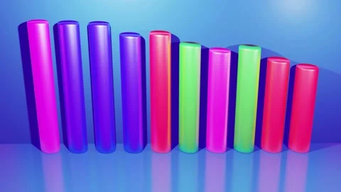Abstract infographics from multi-colored columns in rows, beautiful background Video stock 142996037