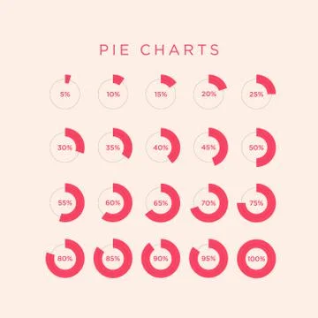 Abstract infographics, pie chart data, show the percentage from 5 percent to Stock Illustration
