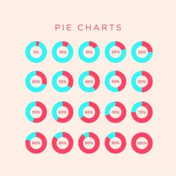 Abstract infographics, pie chart data, show the percentage from 5 percent to Illustrazione stock