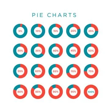 Abstract infographics, pie chart data, show the percentage from 5 percent to Illustrazione stock
