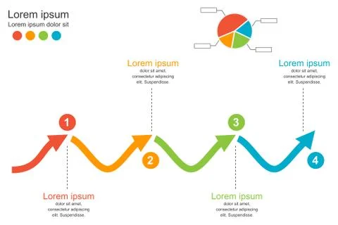 Abstract infographics template, 4 steps arrow wave chart diagram,business con Stock Illustration