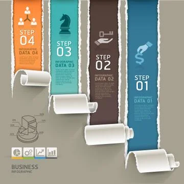 Abstract infographics template torn paper style. Vector illustration. Stock Illustration