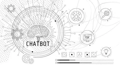 Abstract infographics on the topic of implementing scientific technologies. Illustrazione stock