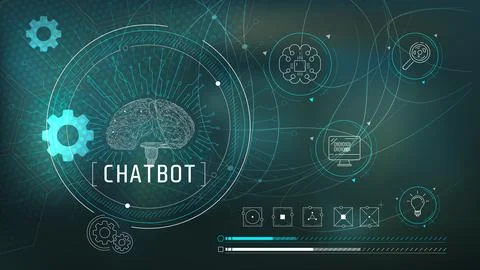 Abstract infographics on the topic of implementing scientific technologies. Illustrazione stock