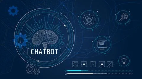 Abstract infographics on the topic of implementing scientific technologies. Stock Illustration