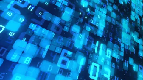 Abstract information system cyberspace blue background with digital elements Stock Footage 201267037