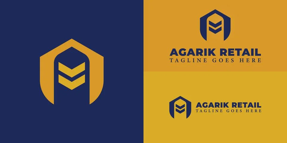 Abstract initial bold letter AR or RA logo in yellow color Illustrazione stock