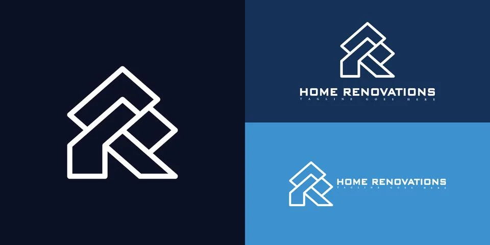 Abstract initial building letter R or RR logo in white color Stock Illustration