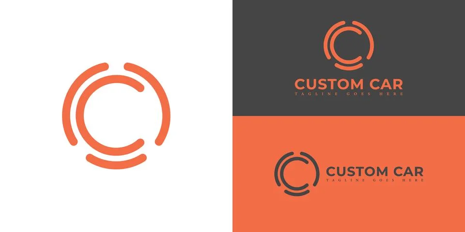 Abstract initial circle letter C or CC logo in orange color Stock Illustration