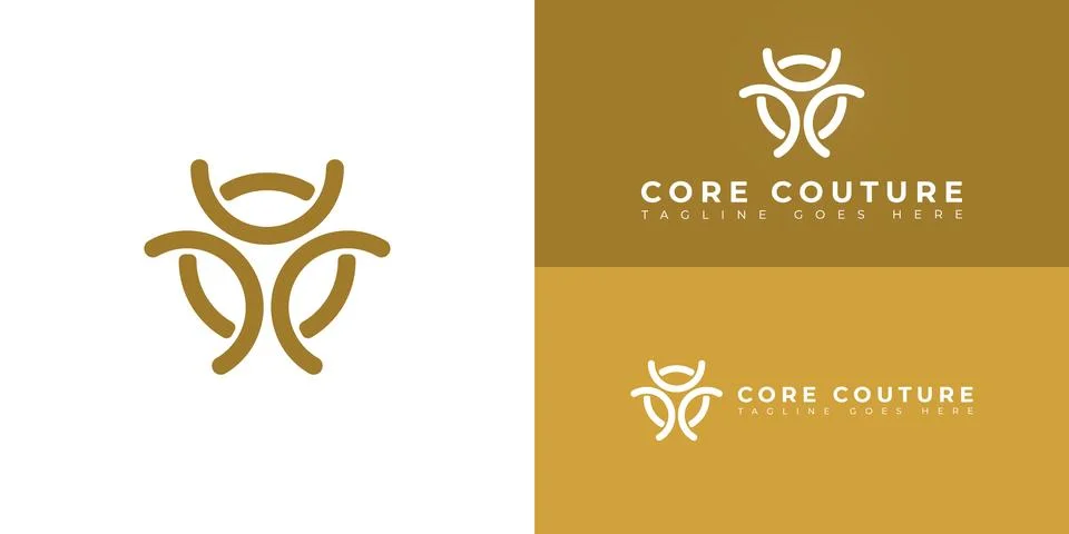 Abstract initial circle letter C or CC logo in yellow color Stock Illustration