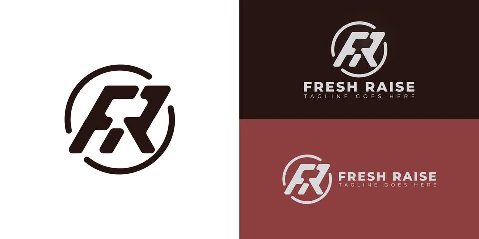 Abstract initial circle letter FR or RF logo in deep red color Stock Illustration