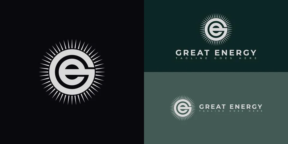 Abstract initial circle letter GE or EG logo in silver color Stock Illustration
