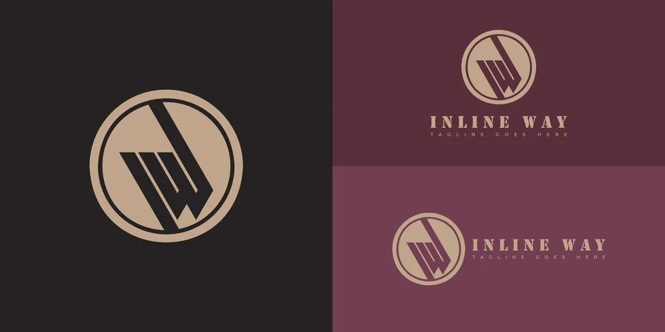 Abstract initial circle letter IW or WI logo in luxury gold color Stock-Illustration