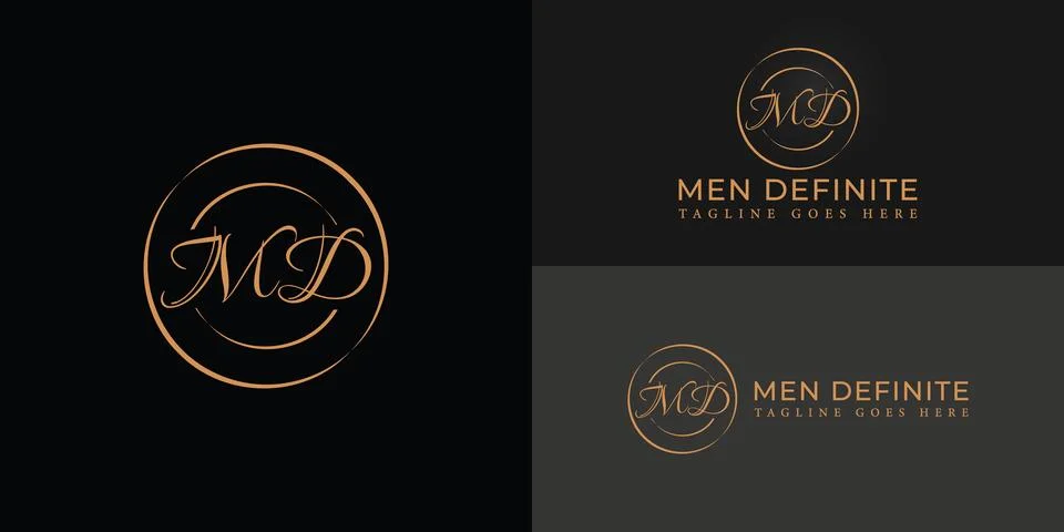 Abstract initial circle letter MD or DM logo in luxury gold color Stock Illustration