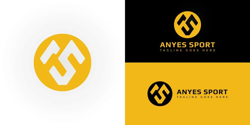 Abstract initial circle letter AS or SA logo in yellow color Stock Illustration