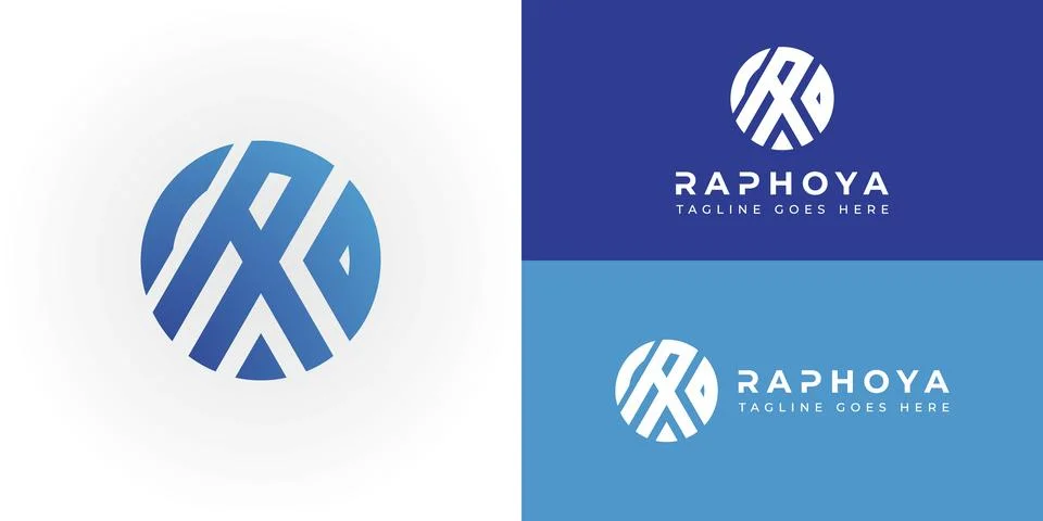 Abstract initial circle letter RA or AR logo in gradient blue color Stock Illustration