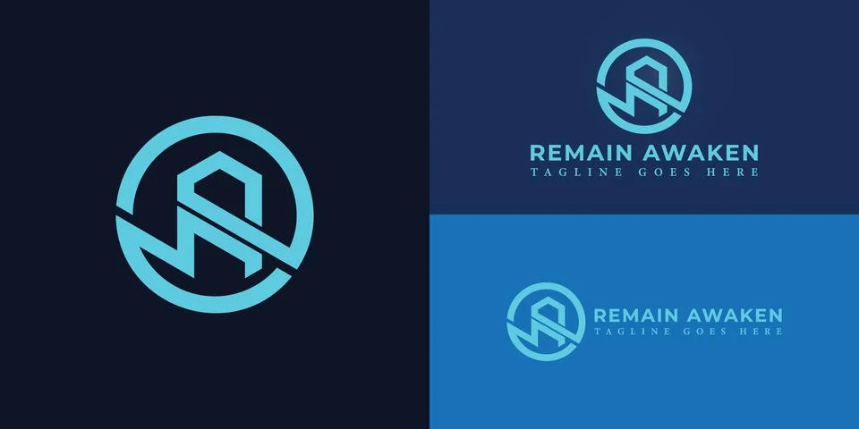 Abstract initial circle letter RA or AR logo in blue color Stock Illustration