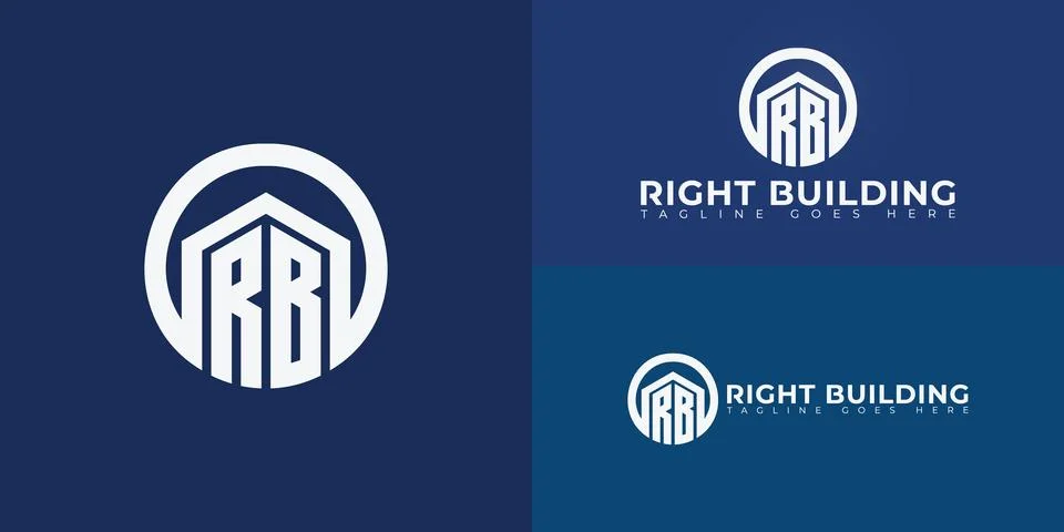 Abstract initial circle letter RB or BR logo in white color Illustrazione stock