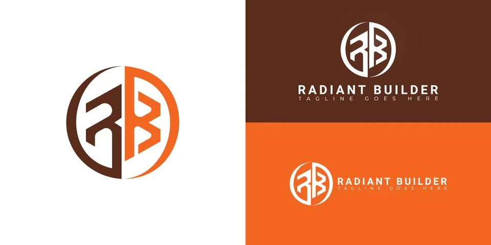 Abstract initial circle letter RB or BR logo in orange-brown color Stock Illustration