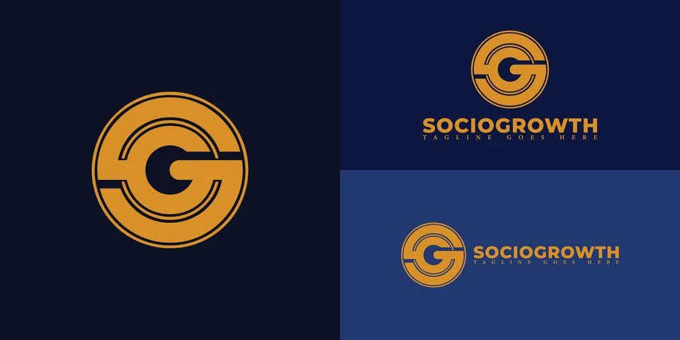 Abstract initial circle letter SG or GS logo in gold color Stock Illustration