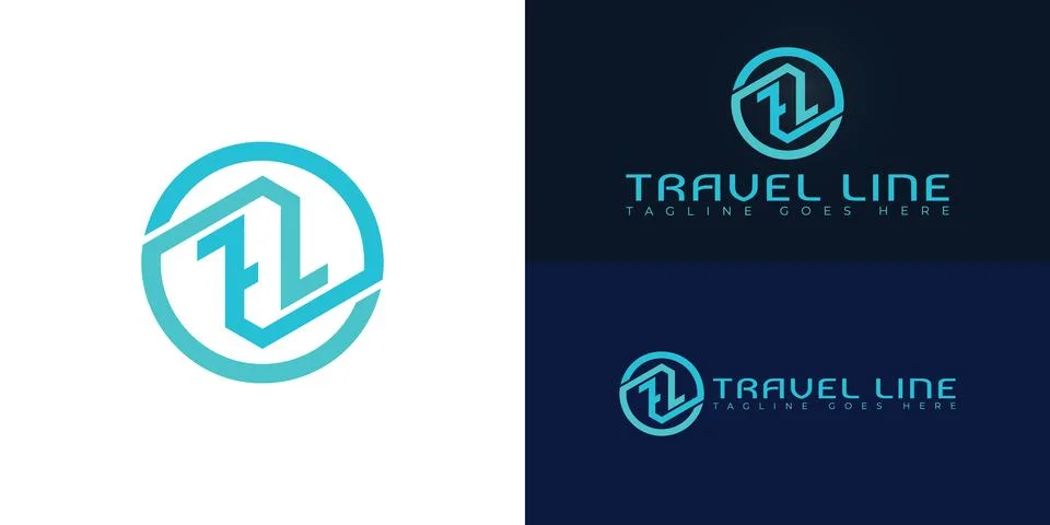 Abstract initial circle letter TL or LT logo in blue color Stock Illustration