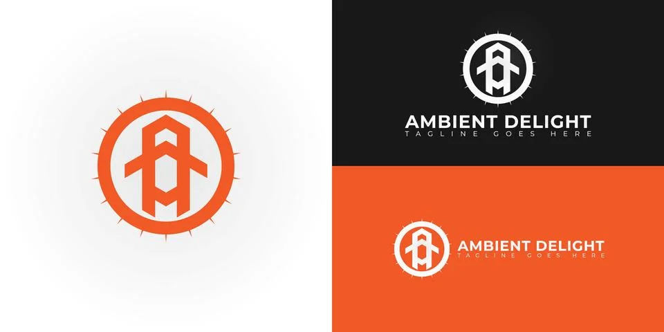 Abstract initial circle letters AD or DA logo in orange color Stock Illustration