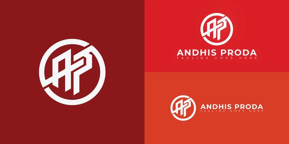 Abstract initial circle letters AP or PA logo in white color Stock Illustration