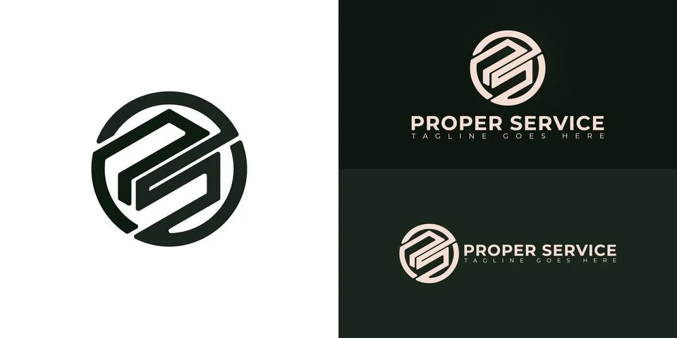 Abstract initial circle letters PS or SP logo in green color Stock Illustration