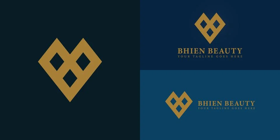 Abstract initial diamond letter B or BB logo in luxury gold color Stock Illustration