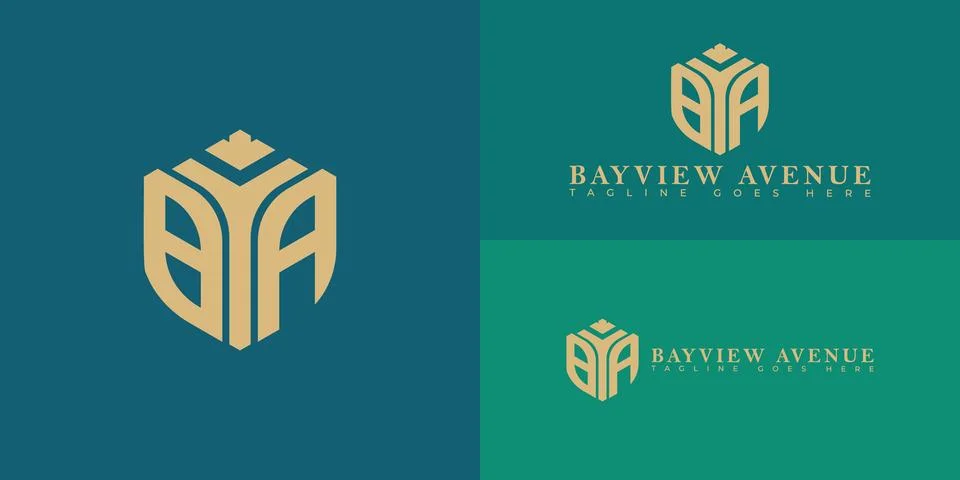 Abstract initial hexagon letter BA or AB logo in gold color Stock Illustration