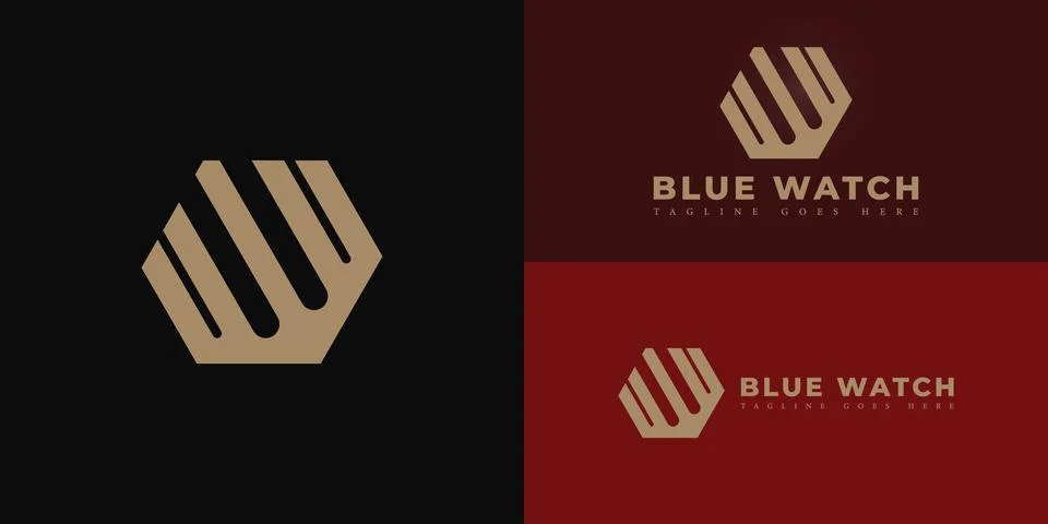 Abstract initial hexagon letter BW or WB logo in luxury gold color Stock Illustration