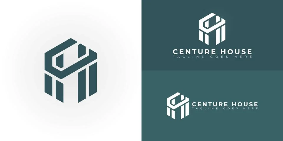 Abstract initial hexagon letter CH or HC logo in green colors Stock Illustration