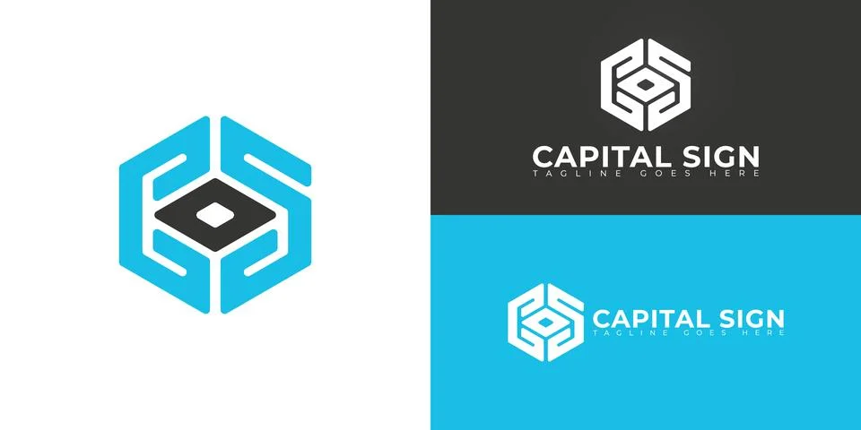 Abstract initial hexagon letter CS or SC logo in blue color Stock Illustration
