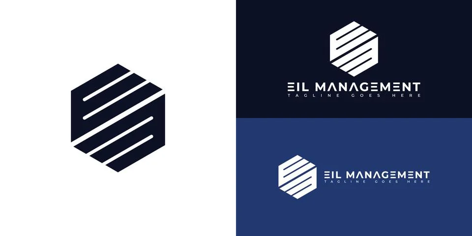 Abstract initial hexagon letter EM or ME logo in white color Stock Illustration
