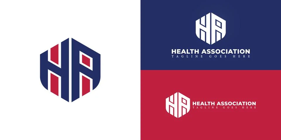 Abstract initial hexagon letter FD or DF logo in red-blue color Stock Illustration