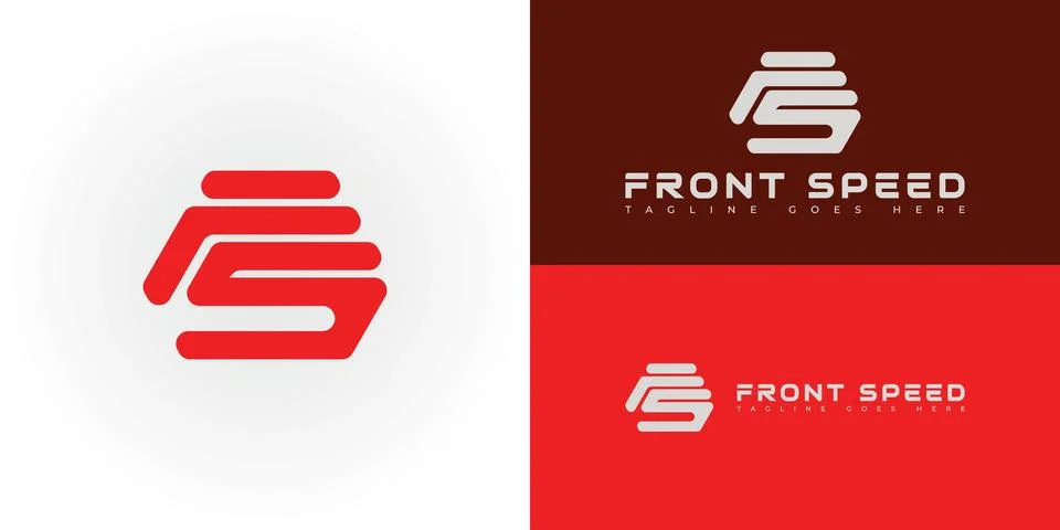 Abstract initial hexagon letter FS or SF logo in red color Stock Illustration