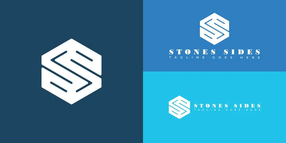 Abstract initial hexagon letter S or SS logo in blue color Stock Illustration