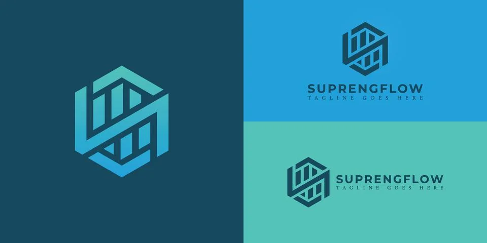 Abstract initial hexagon letter SN or NS logo in gradient blue color Stock Illustration